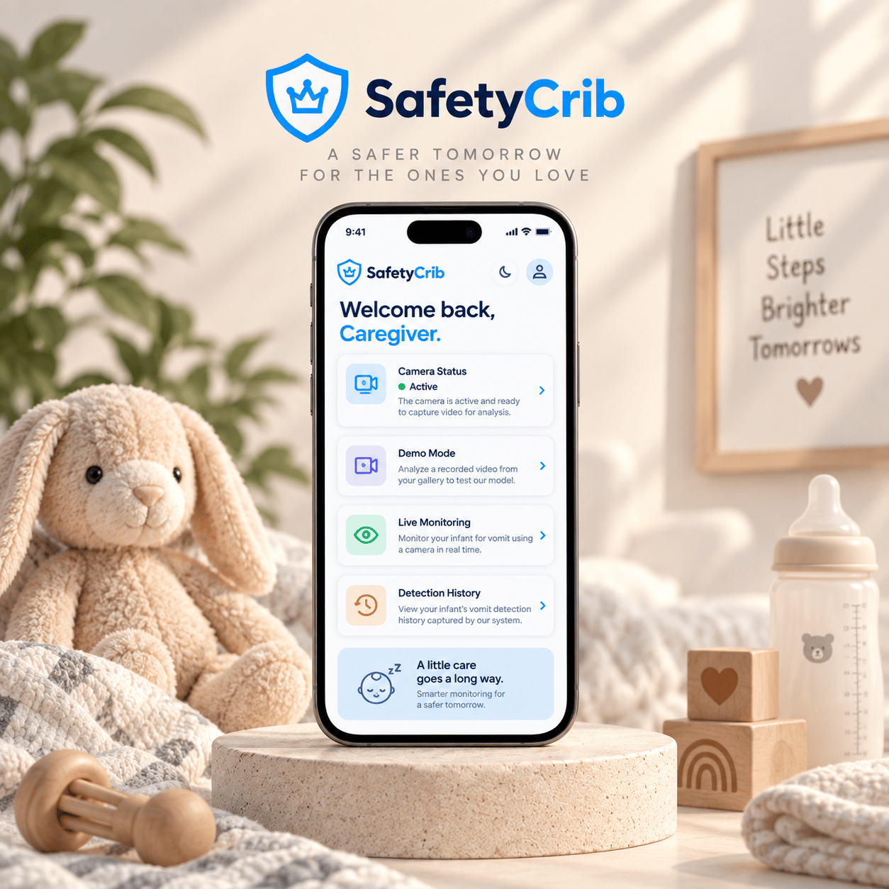 SafetyCrib infant-monitoring application.